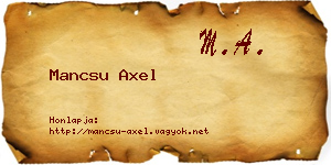 Mancsu Axel névjegykártya